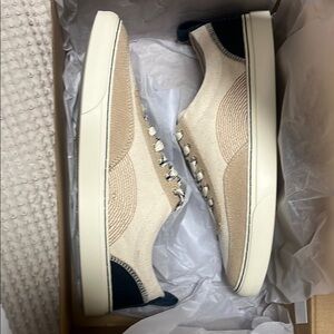 Beige and Navy Casual Sneakers